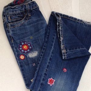 Little girl embroidered jeans